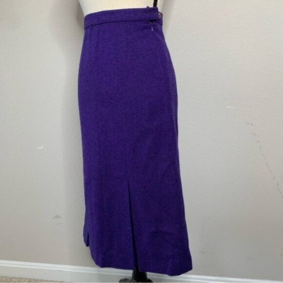 Avoca Collection Purple Vintage High Waist Midi A-Line Skirt - Picture 6 of 12
